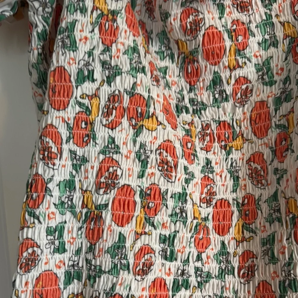 Disney Orange Bird White and orange Smocked Puff Sleeve Blouse - Picture 5 of 5